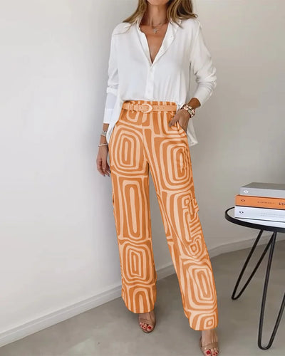 Kammay Stylish Trousers Set – Includes Blouse and Belt