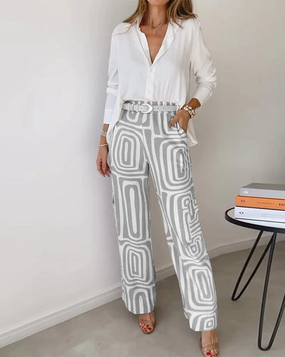 Kammay Stylish Trousers Set – Includes Blouse and Belt